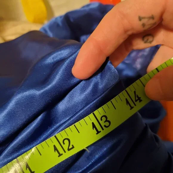 Vintage Royal Blue 80s Long Sleeve Lace A Line Prom Party Dress Women's Size 12 - Picture 3 of 15